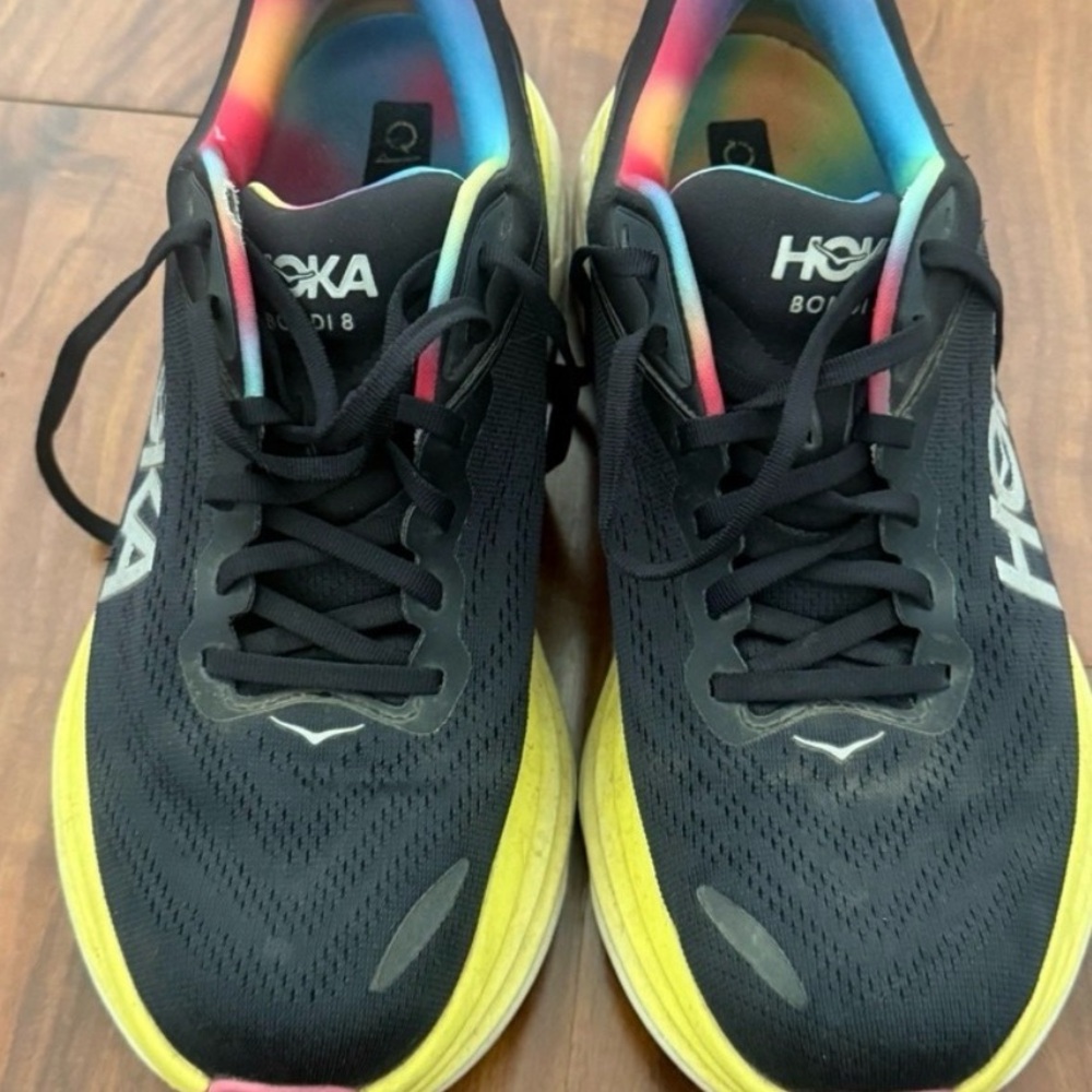 Hoka One One Bondi 8 Black Rainbow Running Shoes Mens Size 11D 1123202BCGL - Picture 4 of 4
